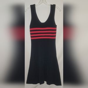 Cynthia Rowley Midi Dress- black w red strips